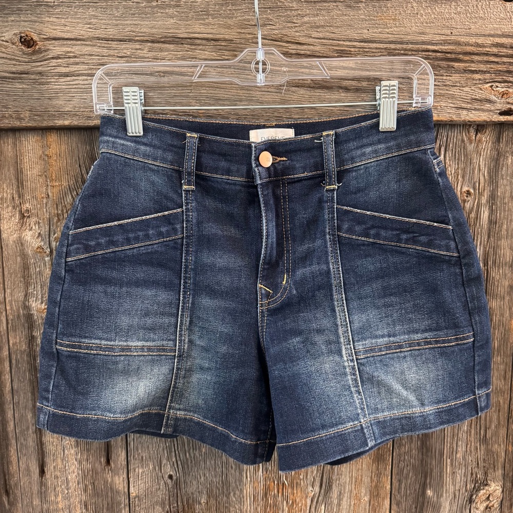 EVEREVE Dark Wash Denim Shorts Size 27 Mid Rise Stretch Jean Shorts - Picture 2 of 5